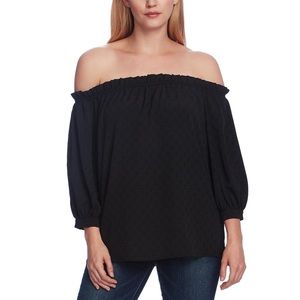 NWT Vince Camuto Plus Size Off the Shoulder Red Dot Blouse